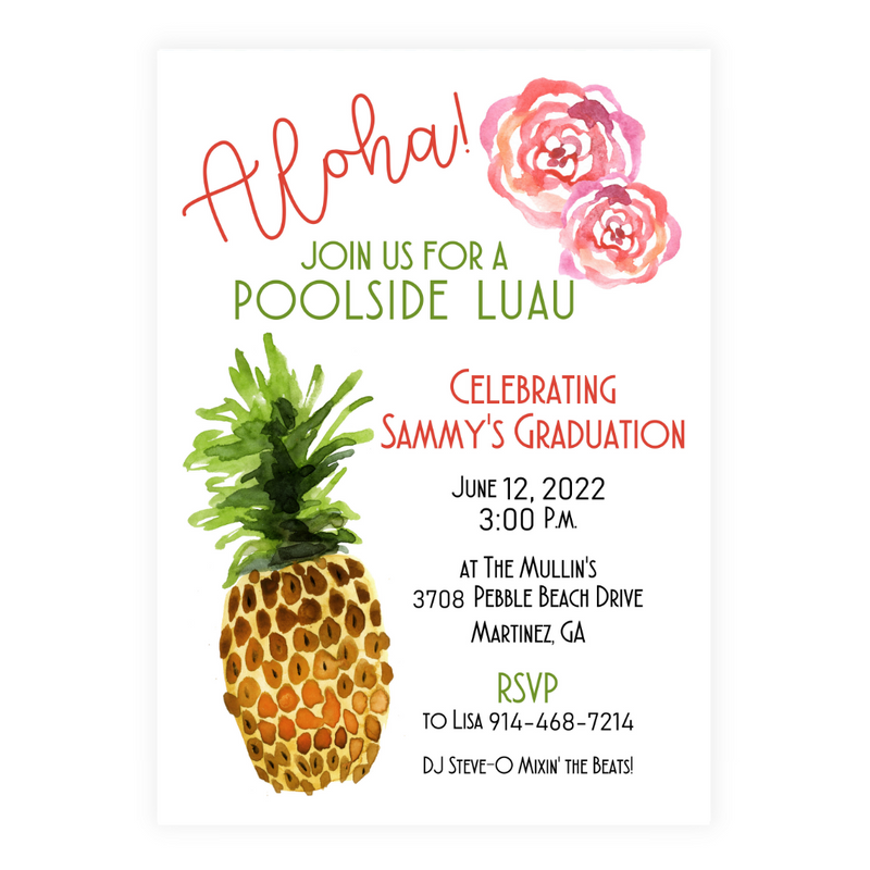 Aloha Pineapple Party Invitation