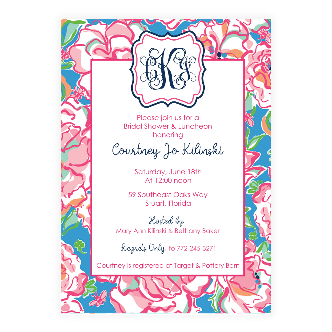 Preppy Lucky Charms Monogrammed Party Invitation