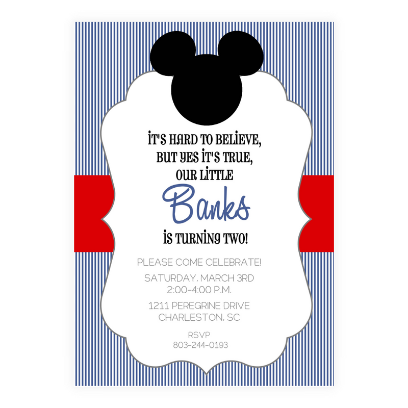 Mouse Ears Party Invitation