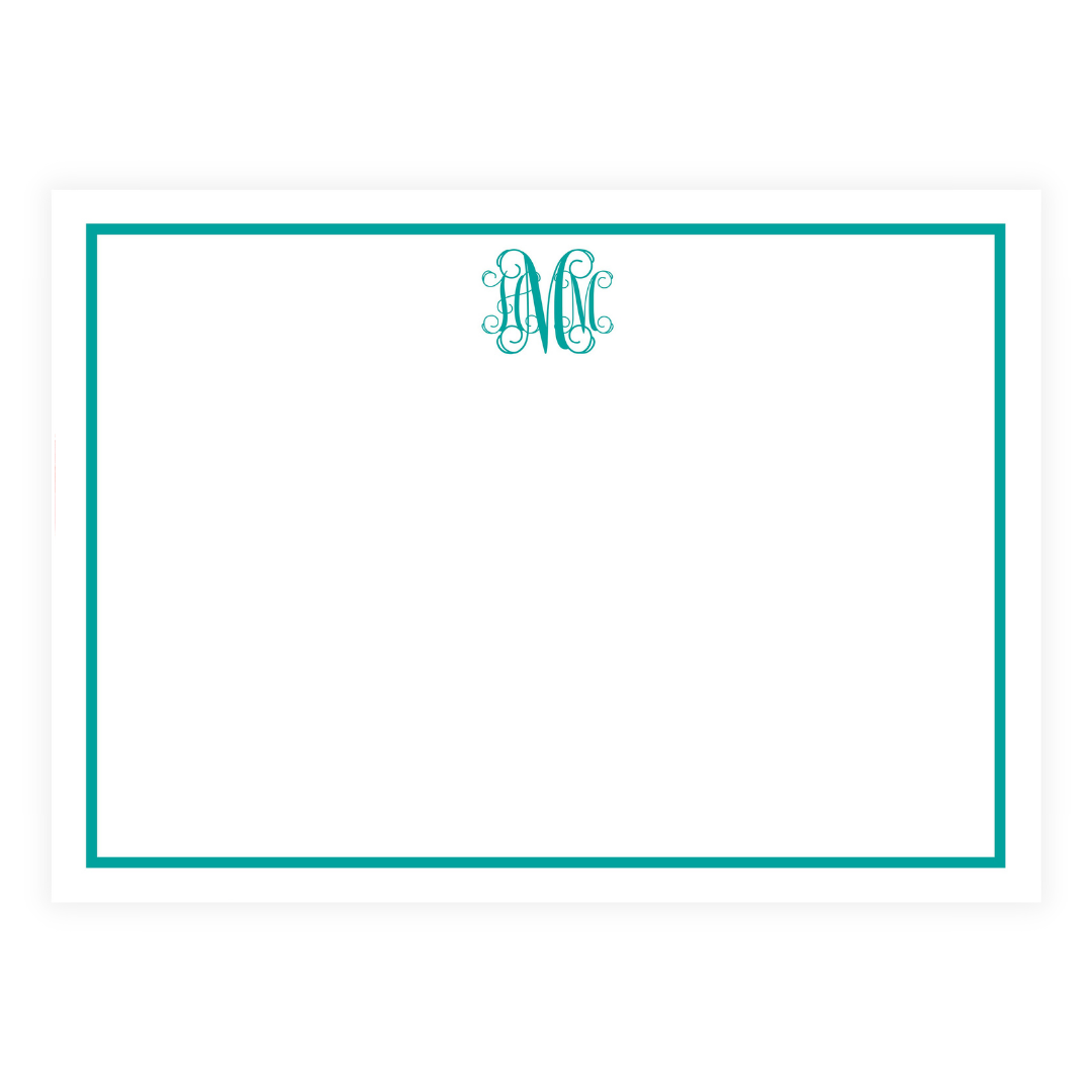 Monogram and Border Large Flat Note Cards - customizable!