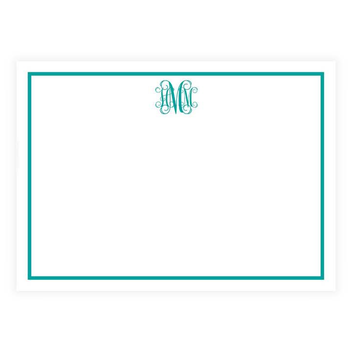 Monogram and Border Large Flat Note Cards - customizable!