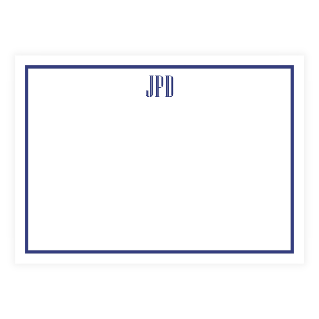 Traditional + Masculine Monogram and Border Large Flat Note Cards - customizable!