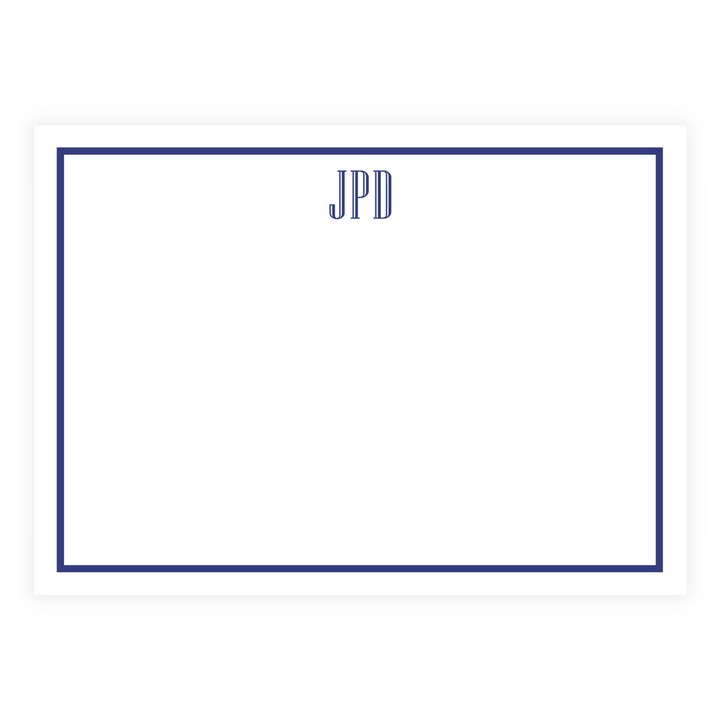 Traditional + Masculine Monogram and Border Large Flat Note Cards - customizable!