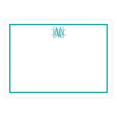 Monogram and Border Large Flat Note Cards - design your own!