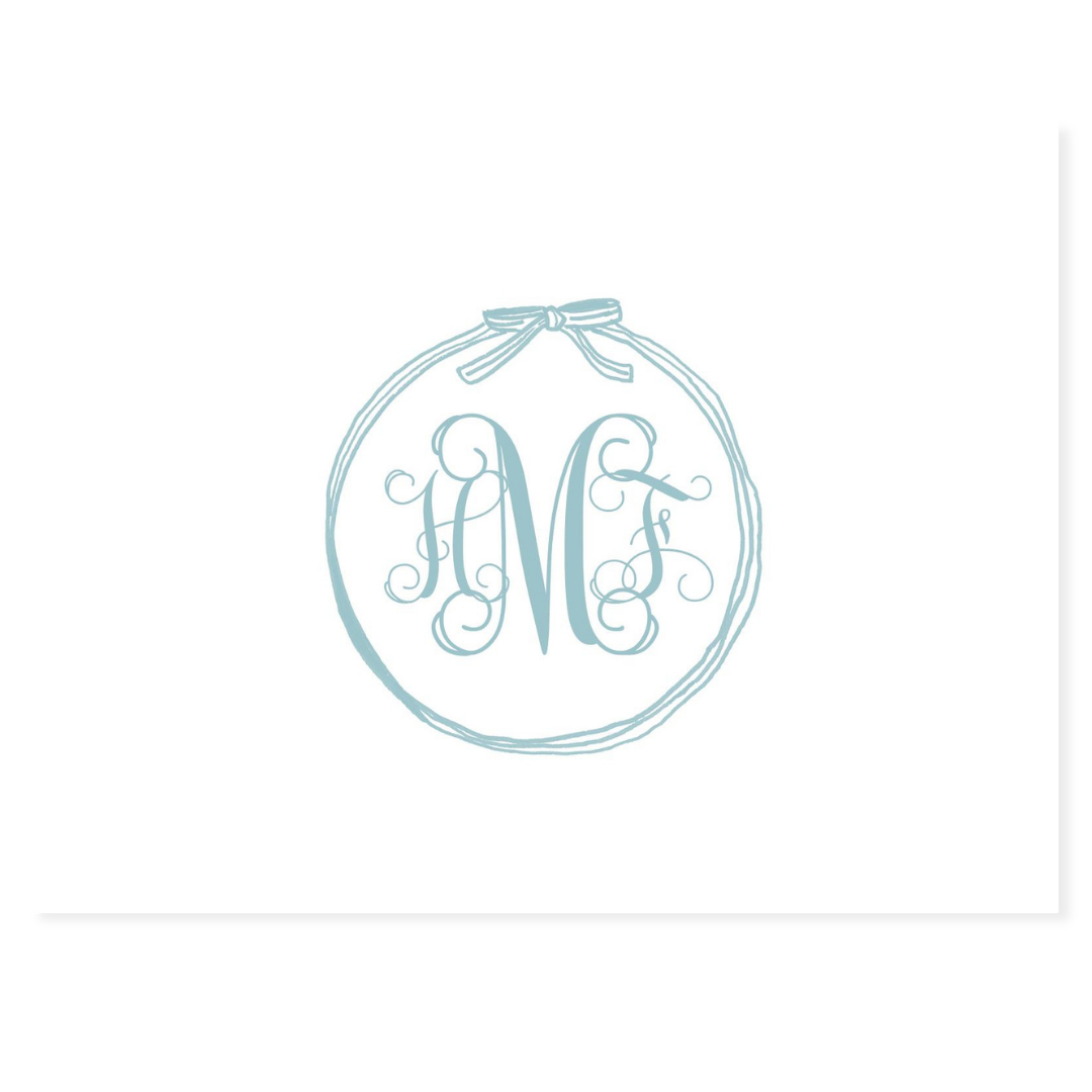 Circle Frame + Bow Monogrammed Note Cards