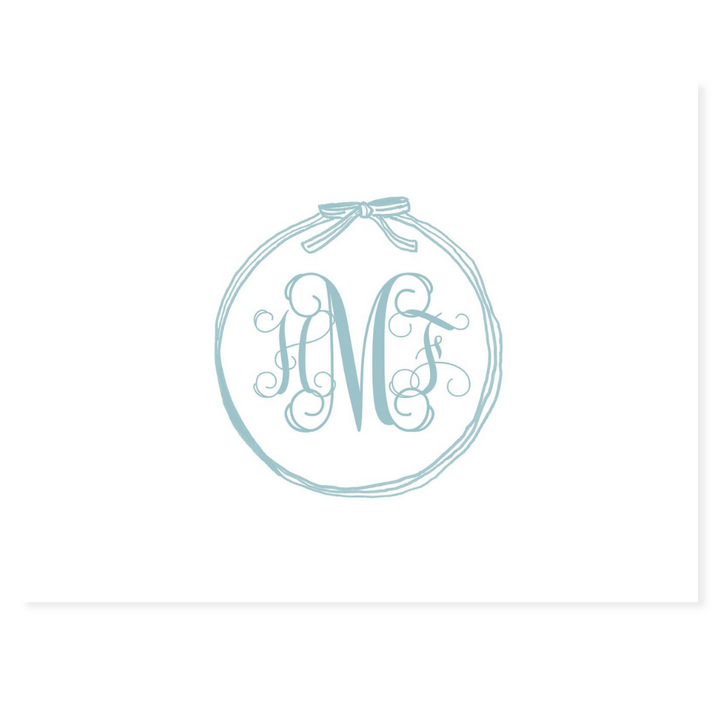 Circle Frame + Bow Monogrammed Note Cards