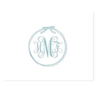 Circle Frame + Bow Monogrammed Note Cards