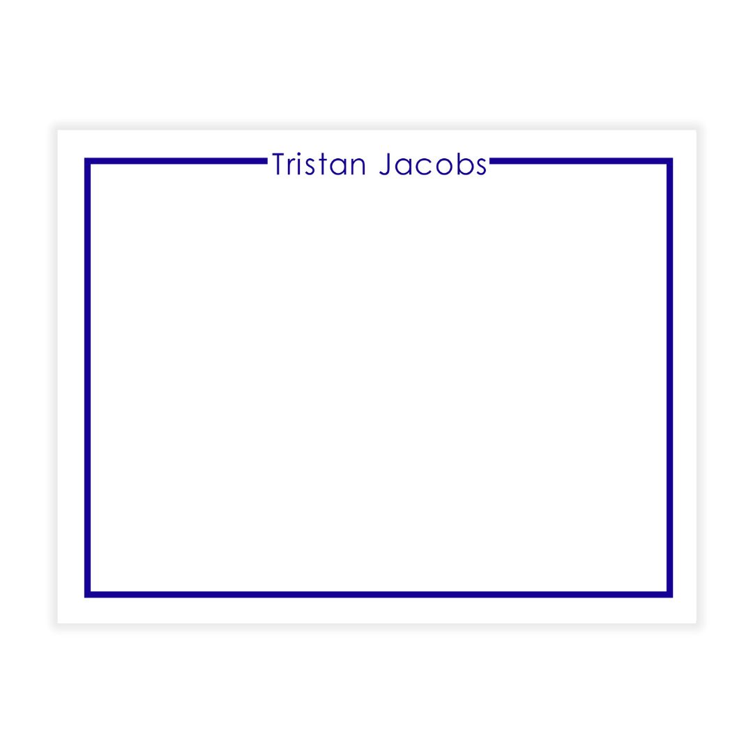 Custom Name in Border Flat Note Cards