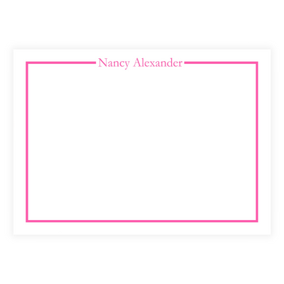Name in Border Large Flat Note Cards - Choose your color!
