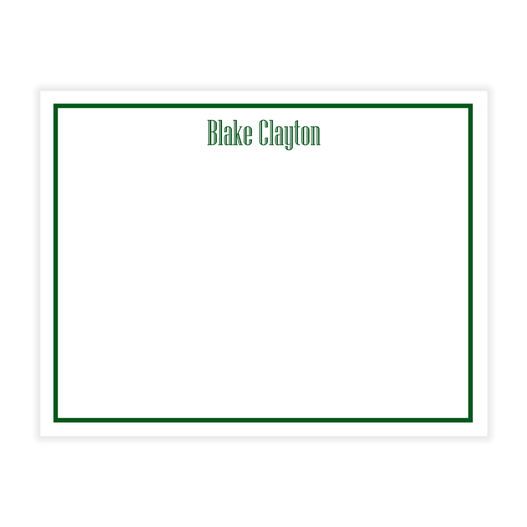 Border and Name Flat Note Cards- choose your color!