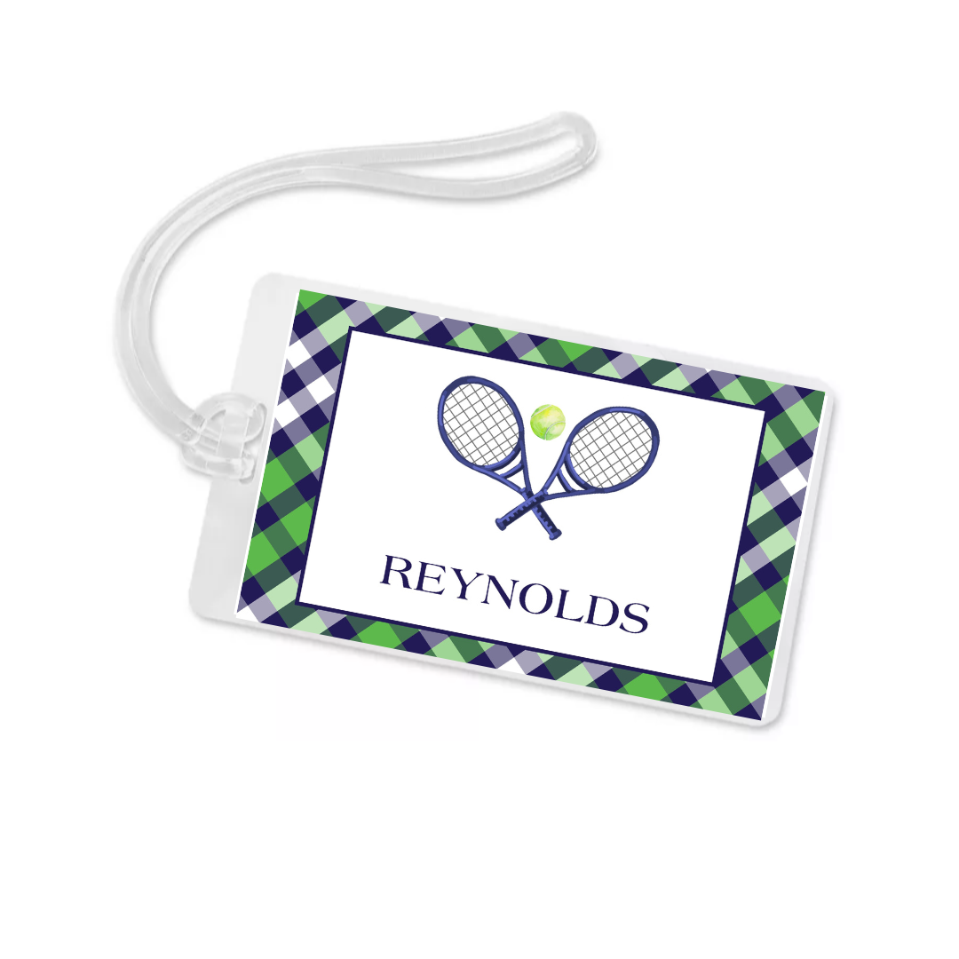 Navy and Green Plaid Tennis Bag Tag