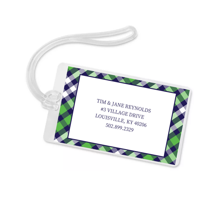 Navy and Green Plaid Tennis Bag Tag