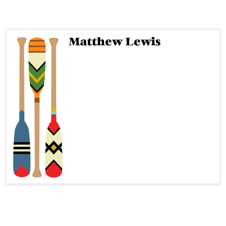 Rowing Oars Personalized Flat Note Cards