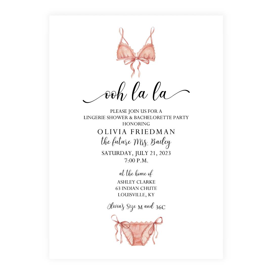 Bachelorette + Bridal Shower Invitation- Pink Lingerie