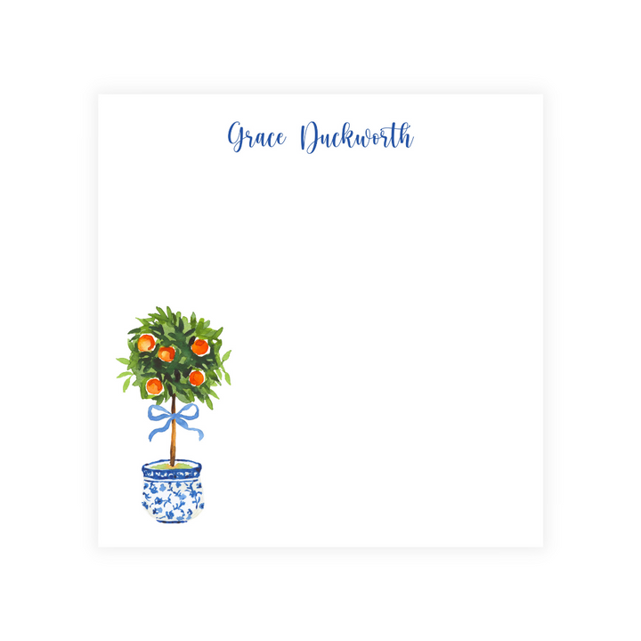 Citrus Tree Topiary + Bow Square Note Pad