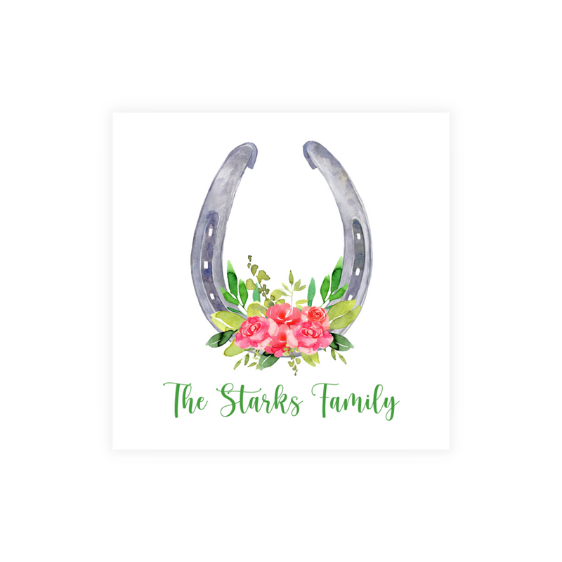 Floral Horseshoe Personalized Coasters- Color Options!
