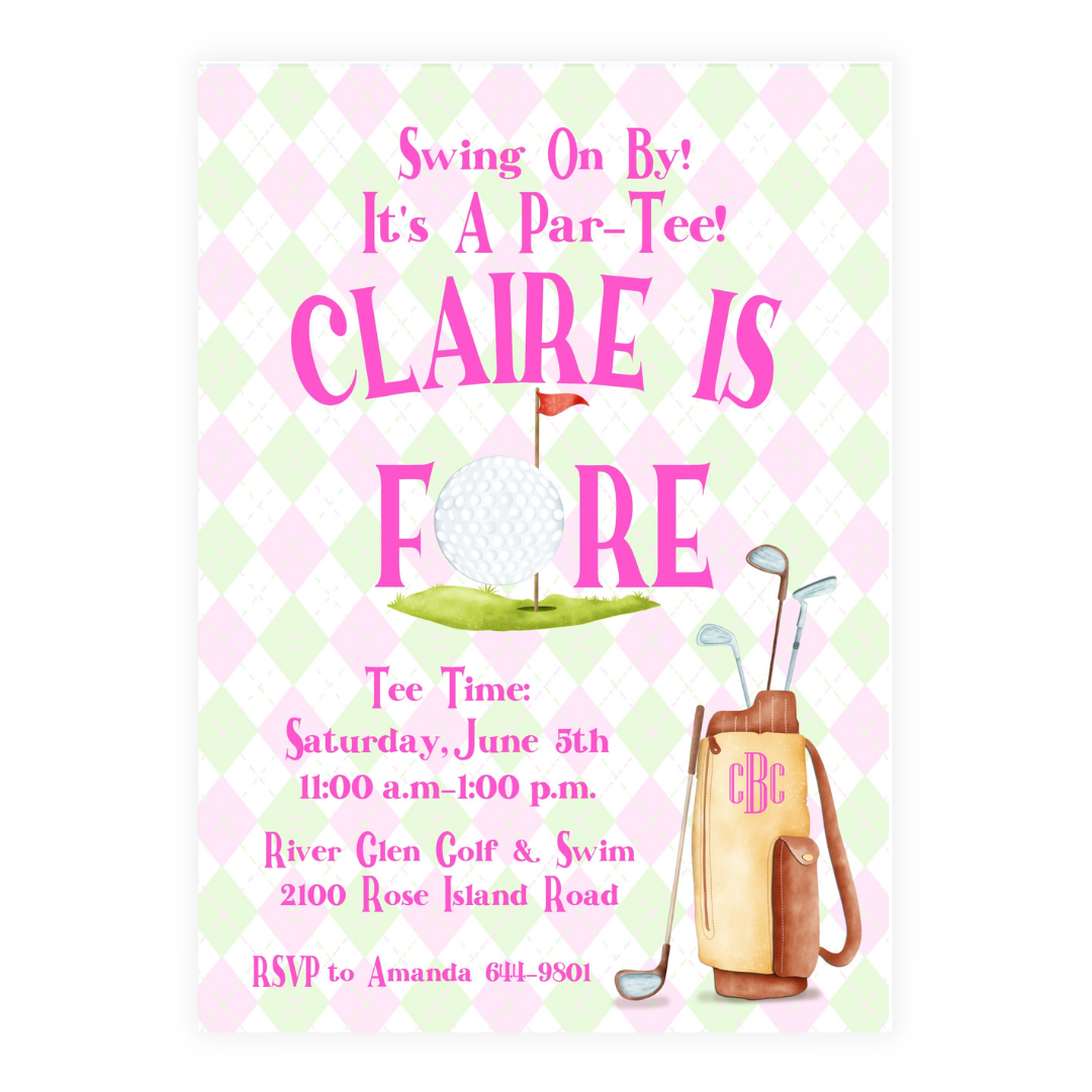 Pink Golf Invitation