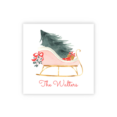 Pink Sleigh Personalized Coasters