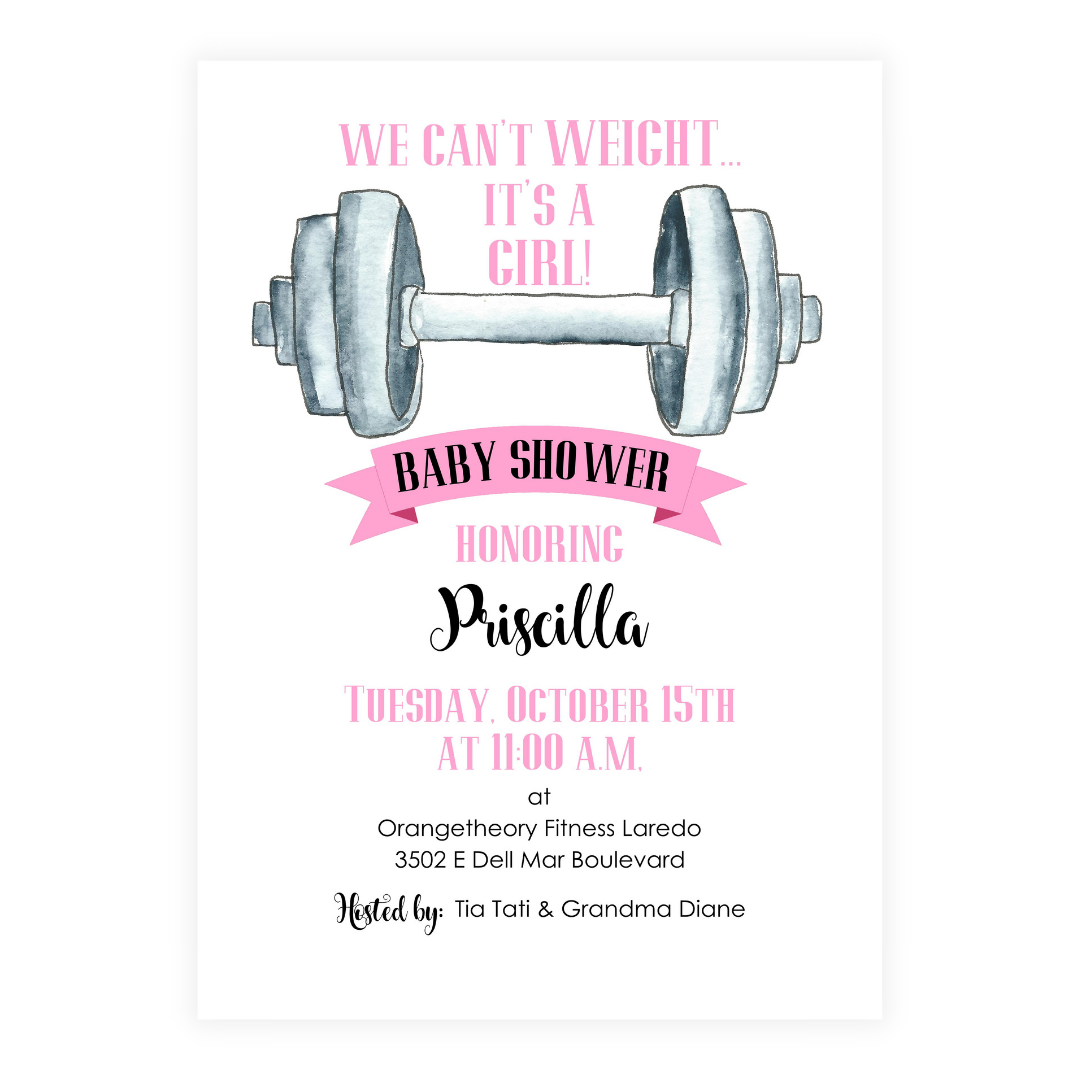 Can't Weight Girl Baby Shower Invitation