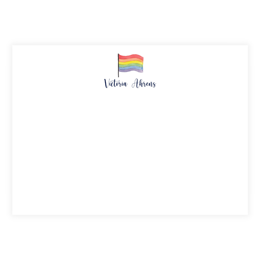 Pride Flag Personalized Large Flat Note Cards