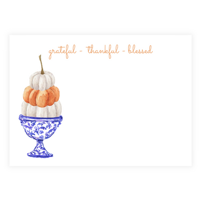 Pumpkins in a Chinoiserie Pot Personalized Large Flat Note Cards