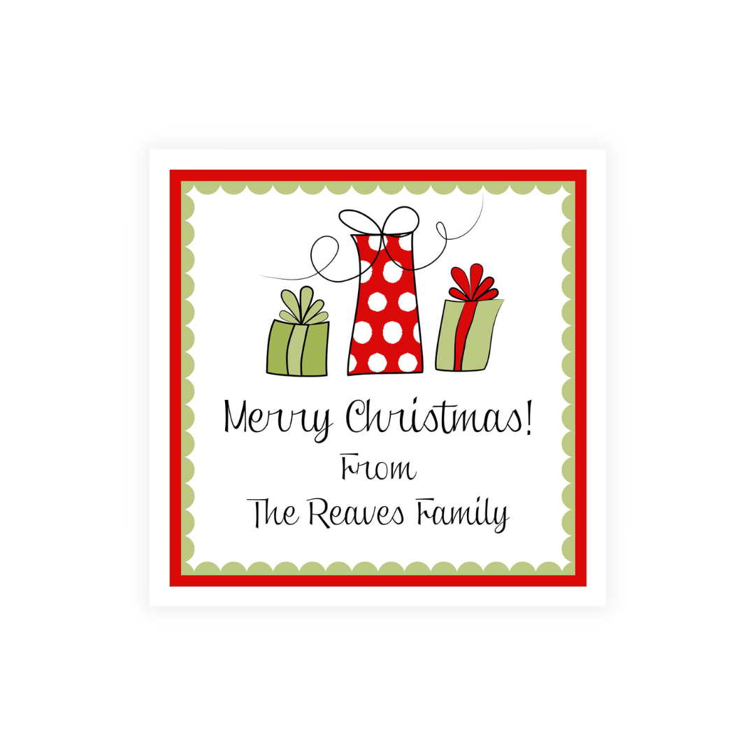 Red + Green Gifts Christmas Stickers