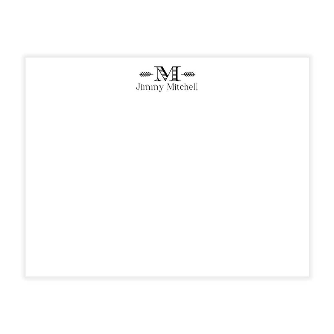 Single Initial with Wheat Flat Note Cards