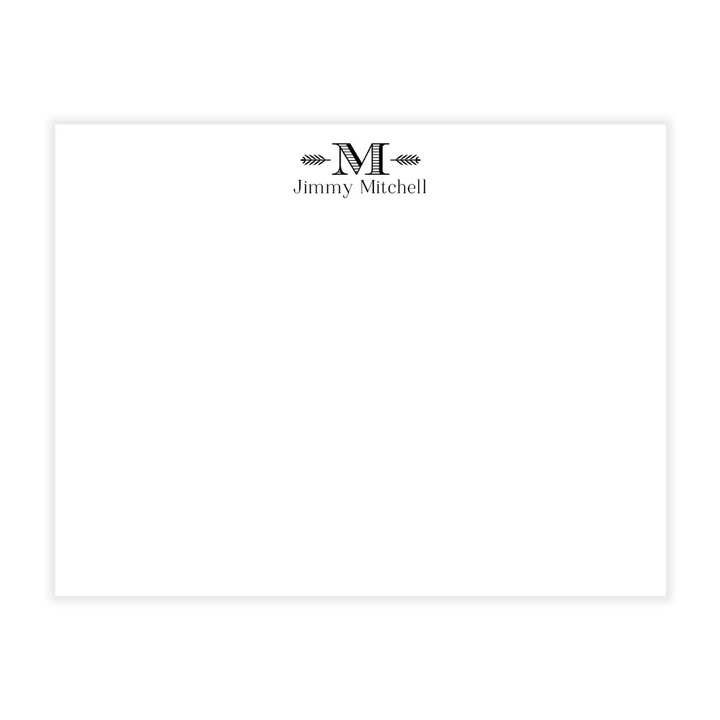 Single Initial with Wheat Flat Note Cards