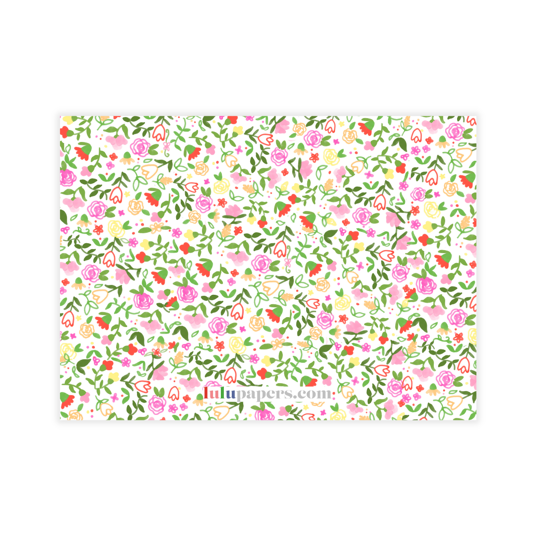 Floral Bunny Personalized Large Flat Note Cards