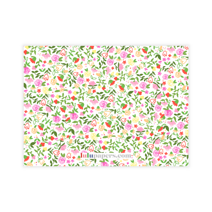 Floral Bunny Personalized Large Flat Note Cards