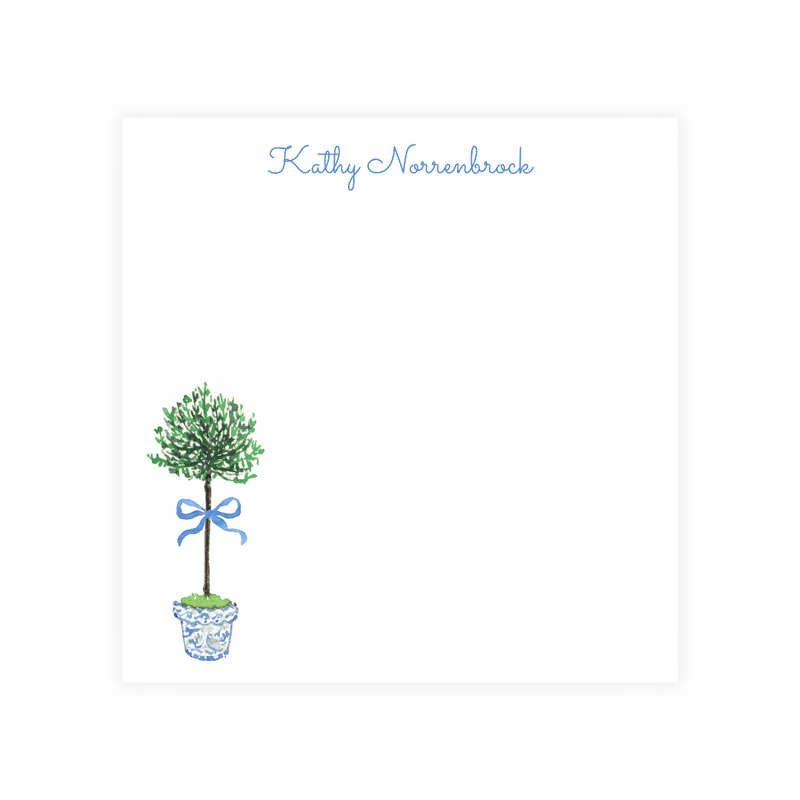Rosemary Topiary + Bow Square Note Pad
