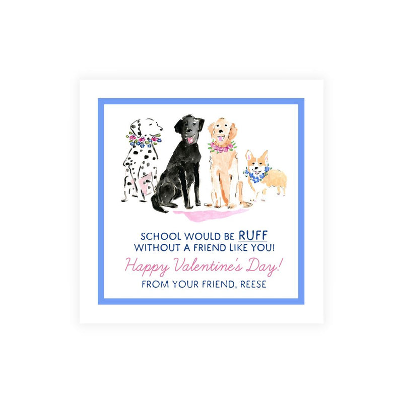 Cute Dogs Valentines, 2 Colors and 2 Options