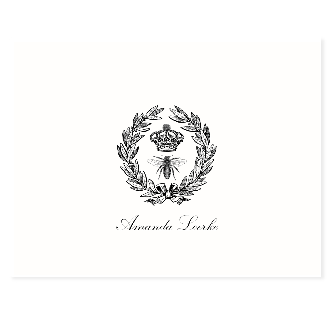 Vintage Bee + Laurel Personalized Note Cards