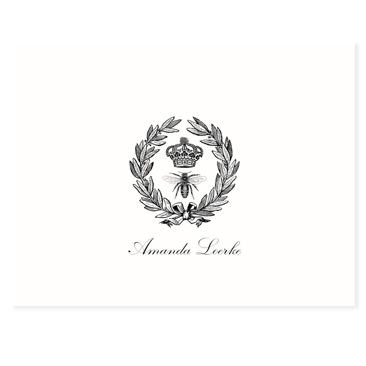 Vintage Bee + Laurel Personalized Note Cards