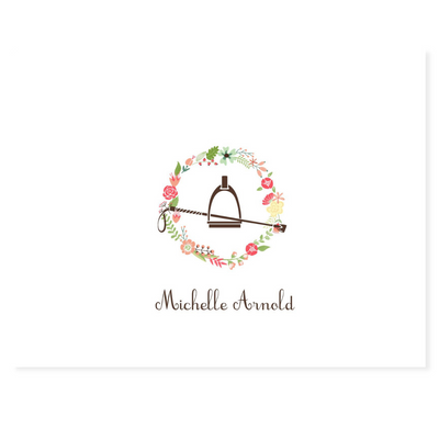 Pink Wreath + Stirrup Personalized Note Cards