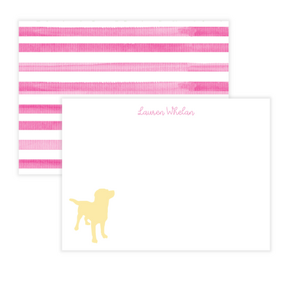 Yellow Lab + Stripes Personalized Large Flat Note Cards