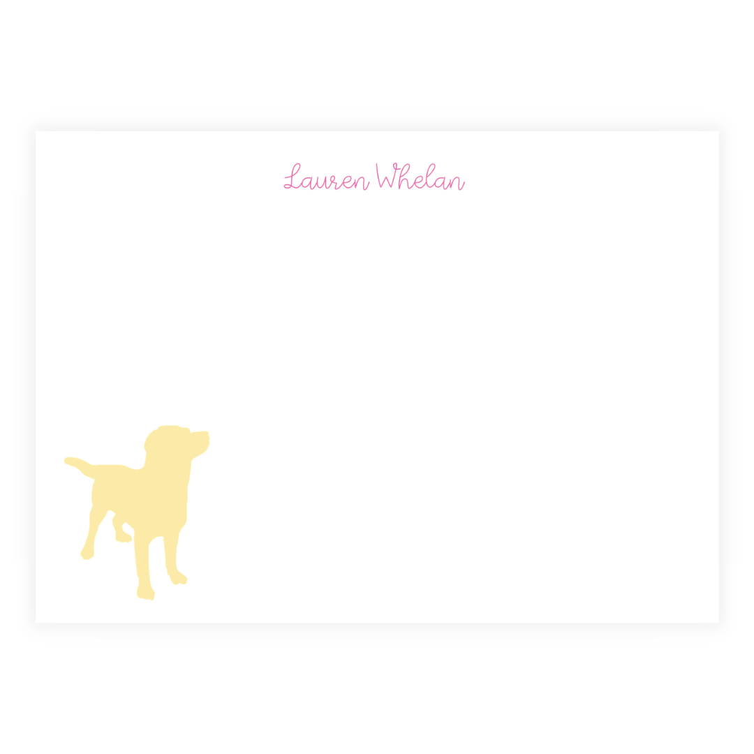 Yellow Lab + Stripes Personalized Large Flat Note Cards