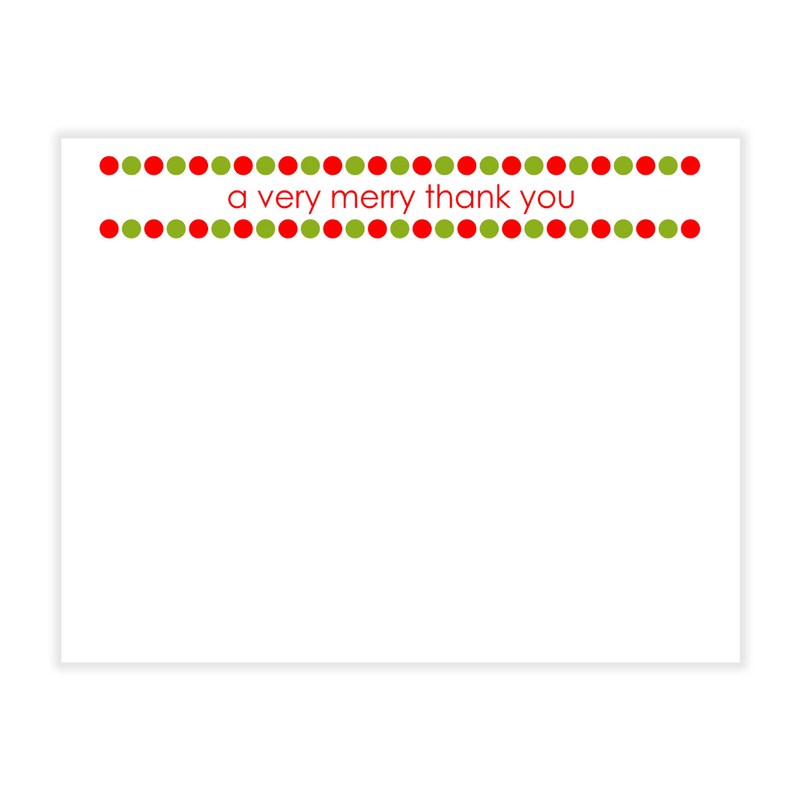 Polka Dot Very Merry Thank You Flat Note Cards